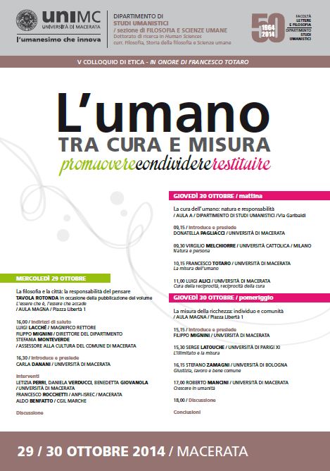 L'UMANO TRA CURA E MISURA (29/30 ottobre, evento con crediti)