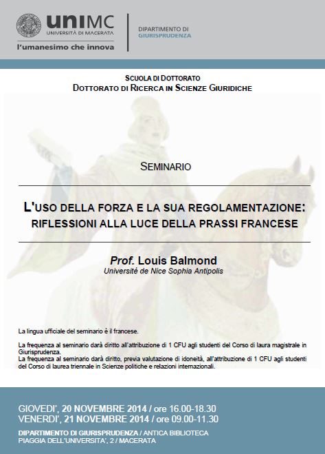 L'USO DELLA FORZA E LA SUA REGOLAMENTAZIONE (evento con crediti del 20 e 21.11)