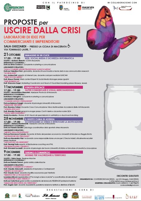 PROPOSTE PER USCIRE DALLA CRISI (ciclo di seminari con crediti CONFECERCENTI: 21.10, 11 e 25/11))