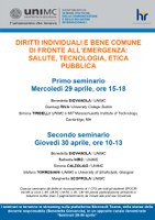 DIRITTI INDIVIDUALI E BENE COMUNE DI FRONTE ALL’EMERGENZA: SALUTE, TECNOLOGIA, ETICA PUBBLICA