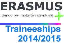 ERASMUS TRAINEESHIPS. BANDO 2014/15: RIAPERTURA DEI TERMINI