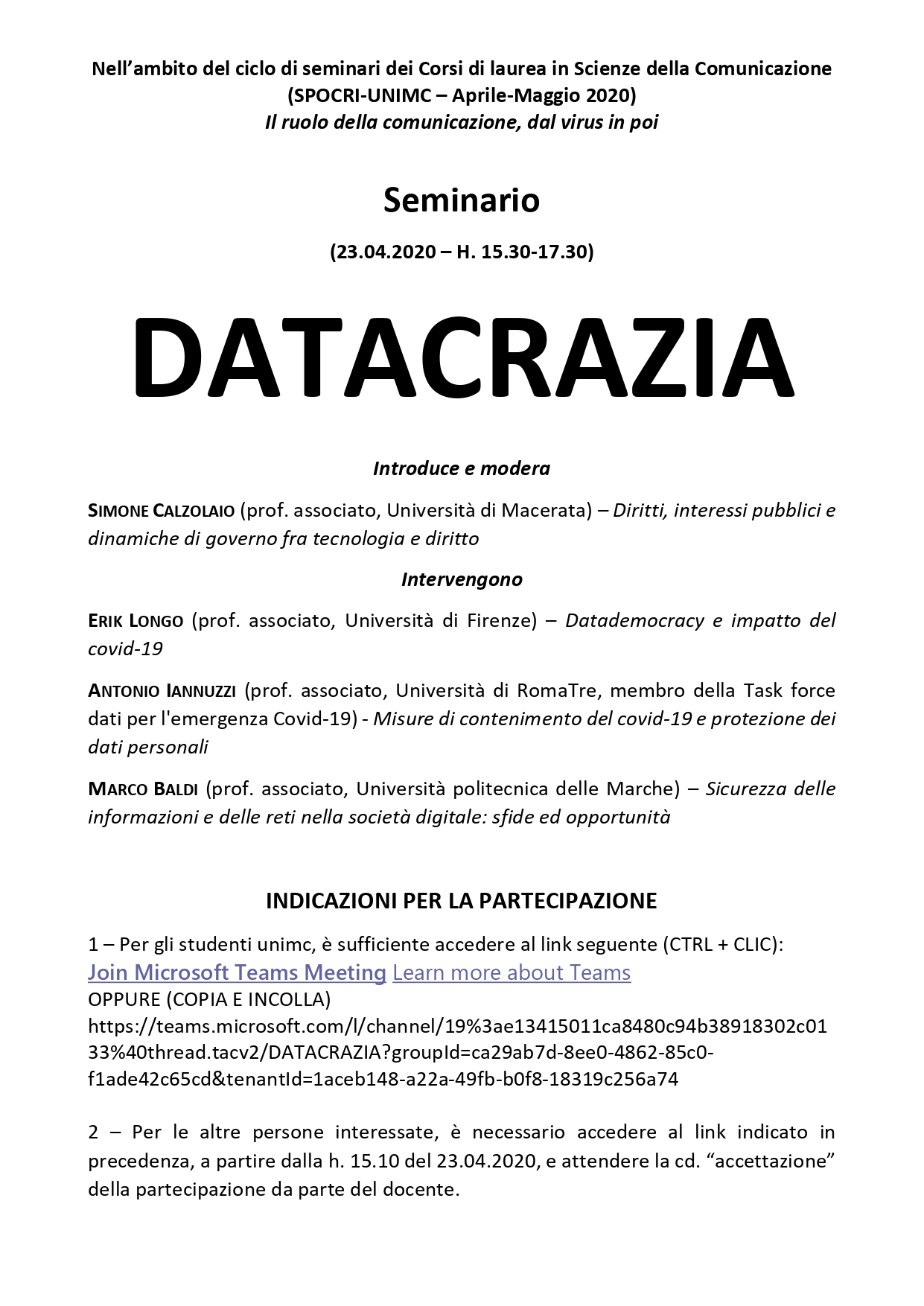 Seminario: DATACRAZIA 