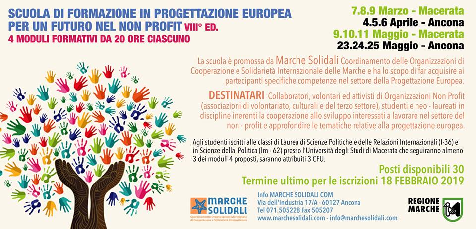 VIII ed. SCUOLA DI FORMAZIONE IN PROGETTAZIONE EUROPEA PER UN FUTURO NEL NON PROFIT