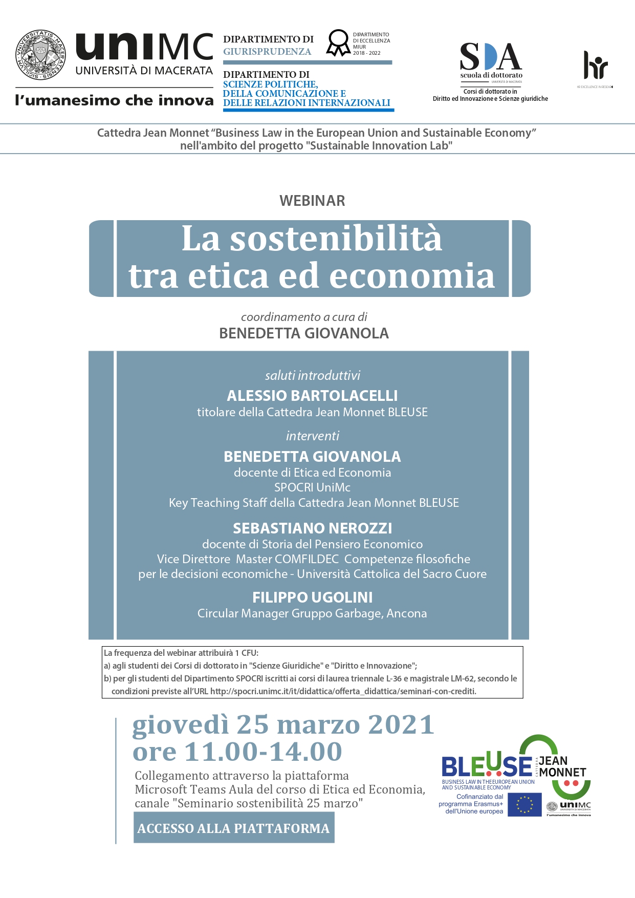 Webinar: "La sostenibilità tra etica ed economia"